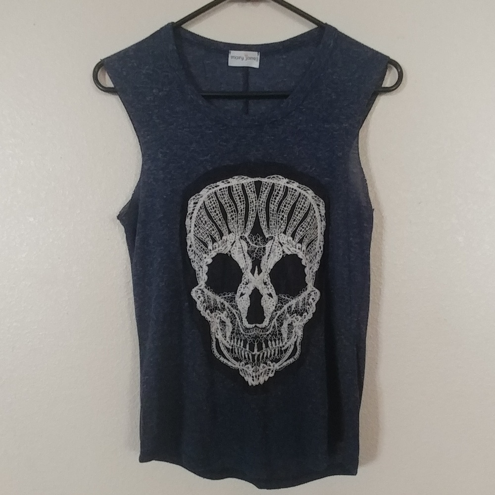 Mary Jane Blue Skull Muscle Top